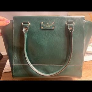 Green, pebble leather Kate Spade Tote